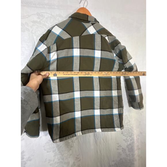 Vintage Shacket Large Flannel Button Up Shirt Jacket Quilt Lined Pockets Amplify - Picture 12 of 13